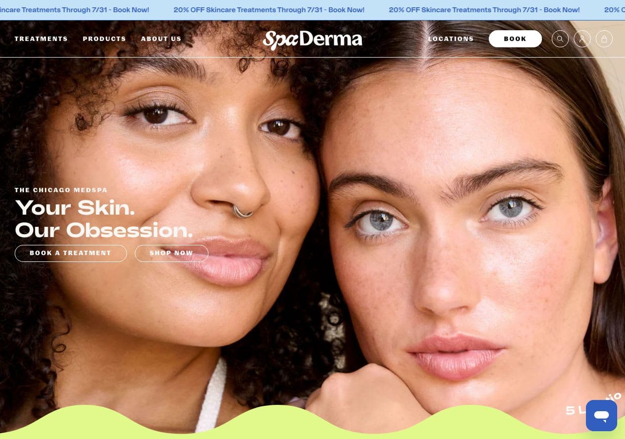 spaderma.com captured homepage hero